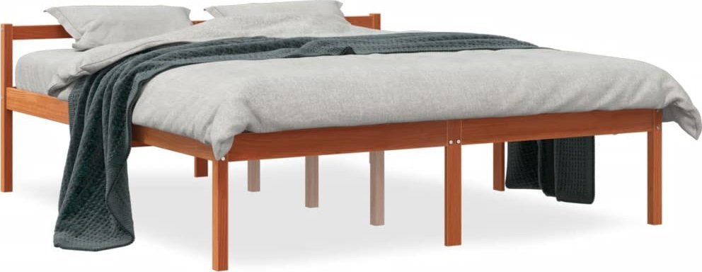 vidaXL Łóżko dla seniora, woskowy brąz, 160x200cm, lite drewno sosnowe