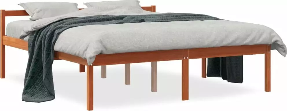 vidaXL Łóżko dla seniora, woskowy brąz, 160x200cm, lite drewno sosnowe
