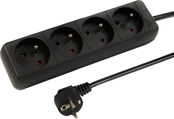 98-763# Przedłużacz sieciowy pr-470p 4-gniazda z uziemieniem 1,5m czarny 3x1,5mm