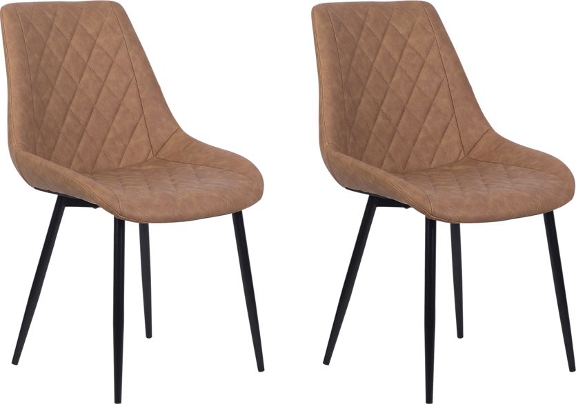 Beliani Zestaw 2 krzeseł do jadalni ekoskóra brązowy MARIBEL