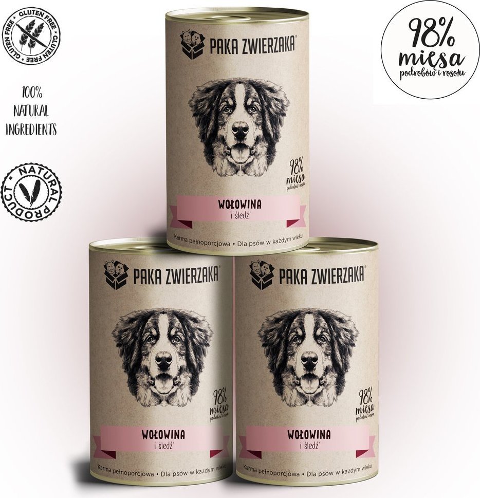 Paka Zwierzaka Paka Zwierzaka Wołowina i śledź 3x400g