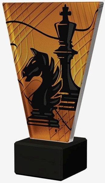 Victoria Sport Monochromatyczne trofeum szklane na podstawie marmurowej - SZACHY