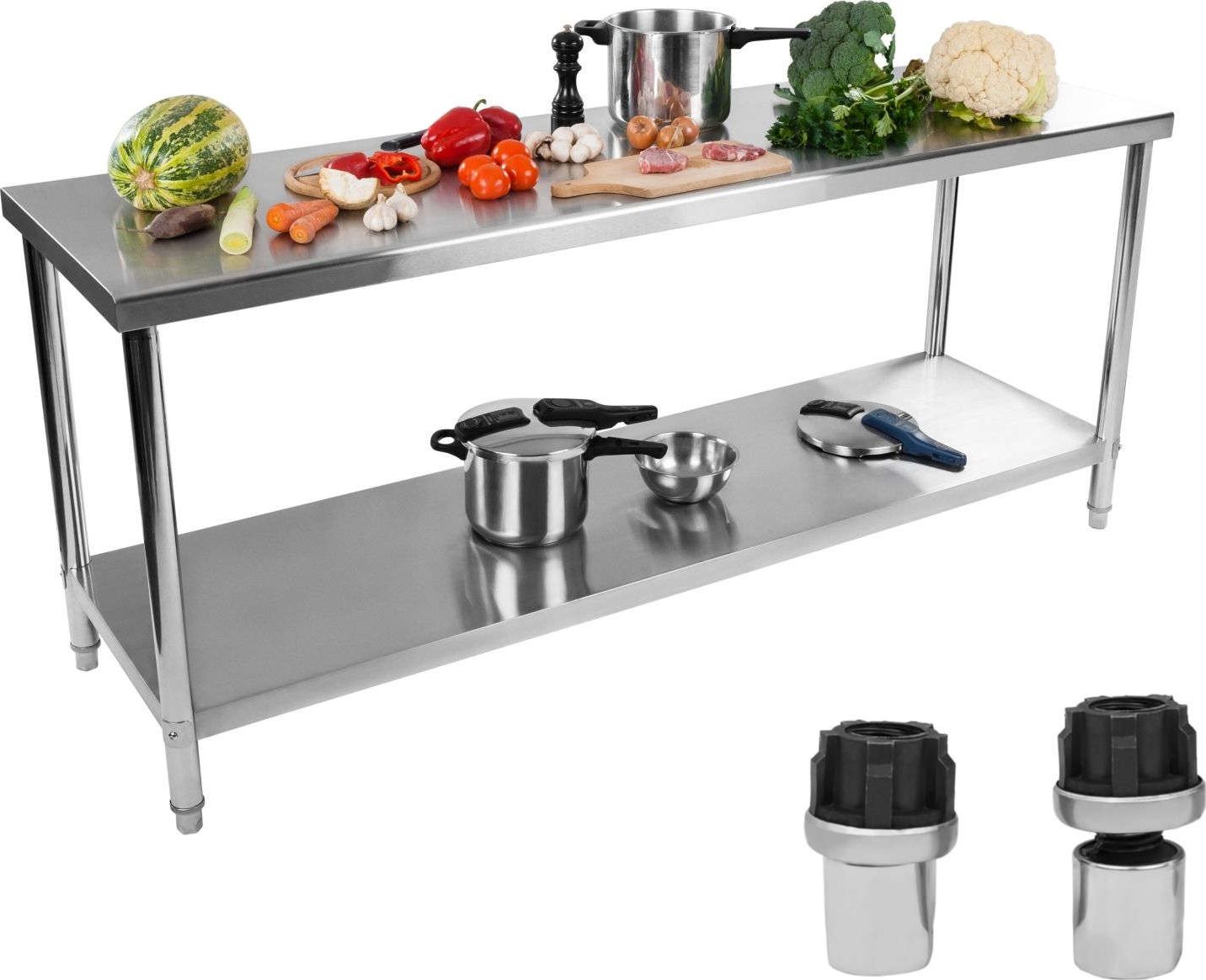 Royal Catering Stół do kuchni blat roboczy stal nierdzewna dolną półka 200x60cm