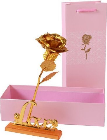 Korbi WIECZNA RÓŻA ZŁOTA Z NAPISEM LOVE PREZENT WALENTYNKI DZIEŃ KOBIET WR9