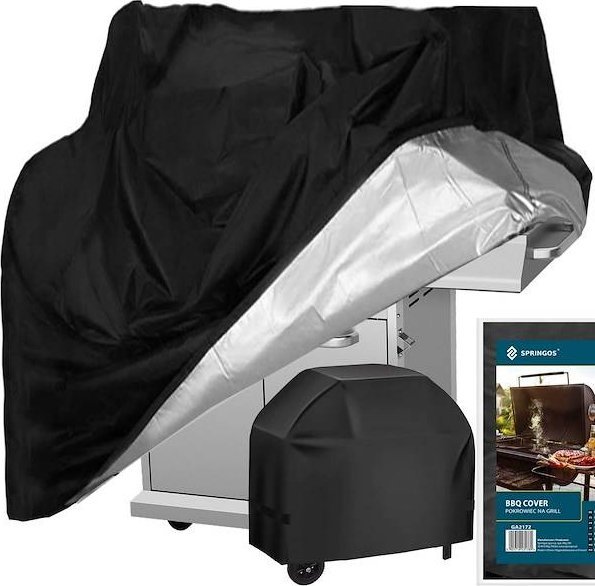 Springos Pokrowiec na grilla 100x66x80 cm plandeka wodoodporna czarna UNIWERSALNY