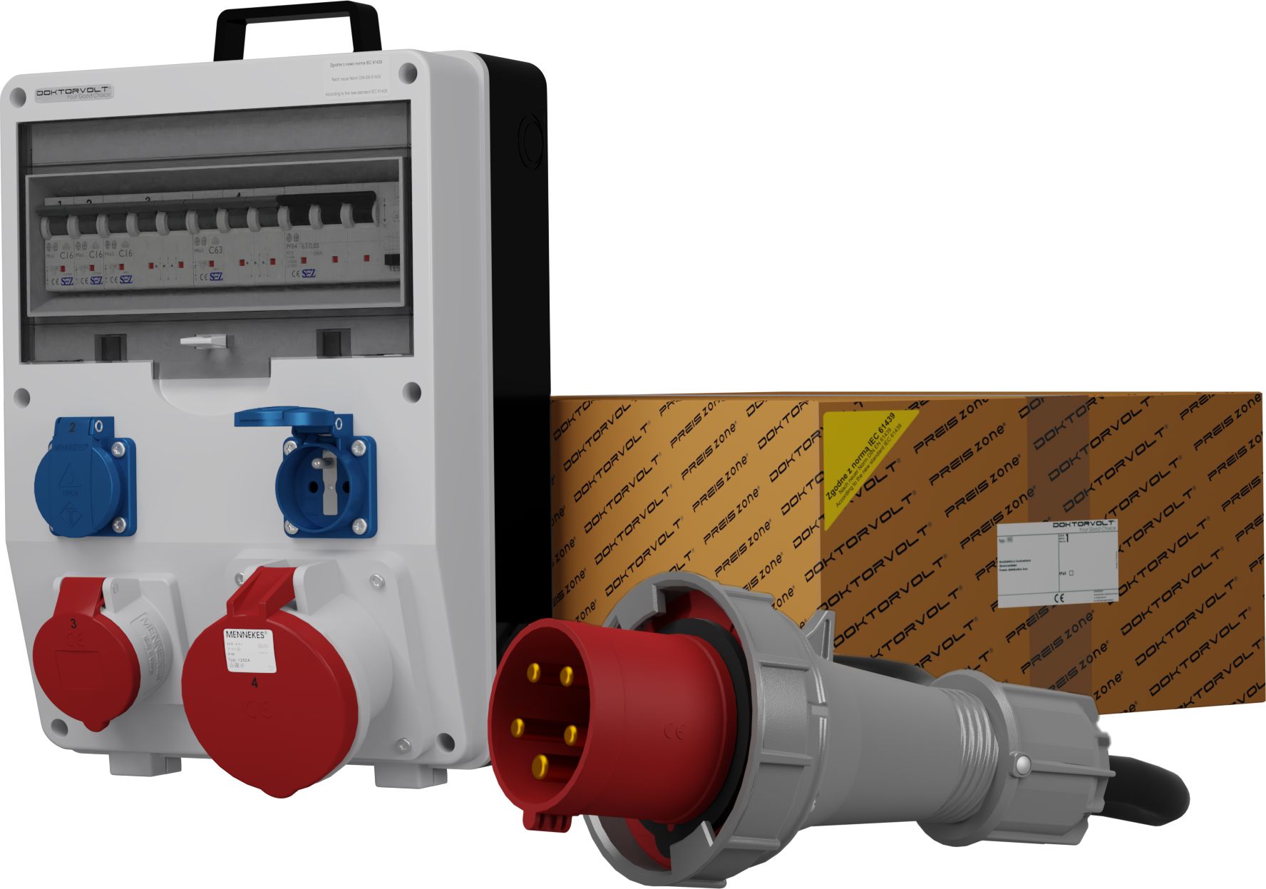 Doktorvolt Rozdzielnica budowlana z kablem TD-S/FI SKH 63A 16A 2x230V Doktorvolt 0052