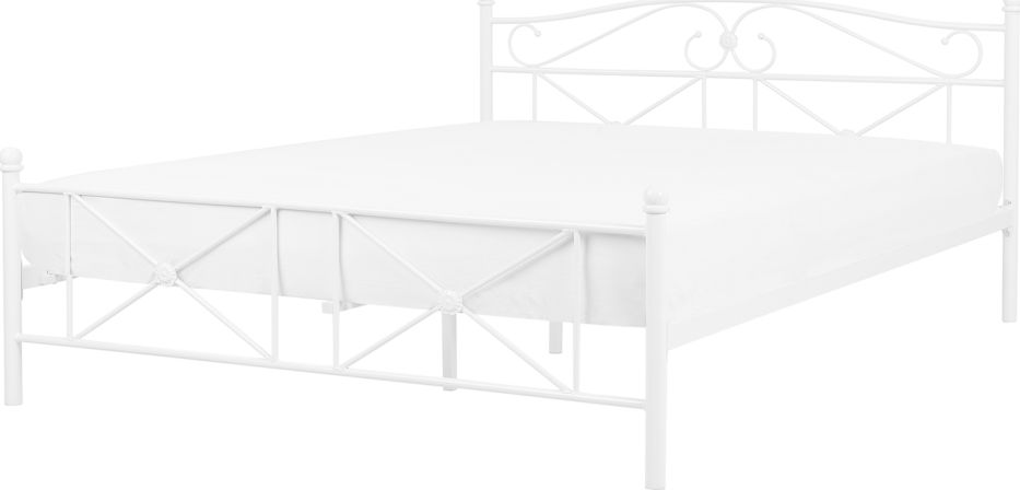 Beliani Łóżko metalowe 160 x 200 cm białe RODEZ