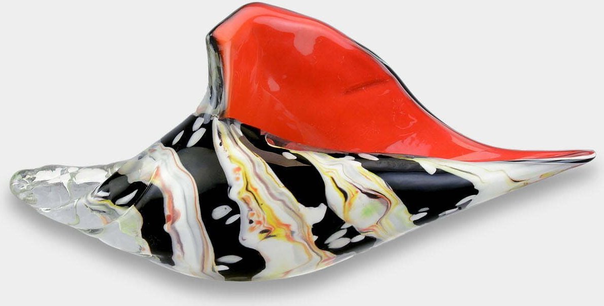 rzezbyzbrazu Figura Szklana w Stylu Murano Muszla Biało Czarno Czerwona