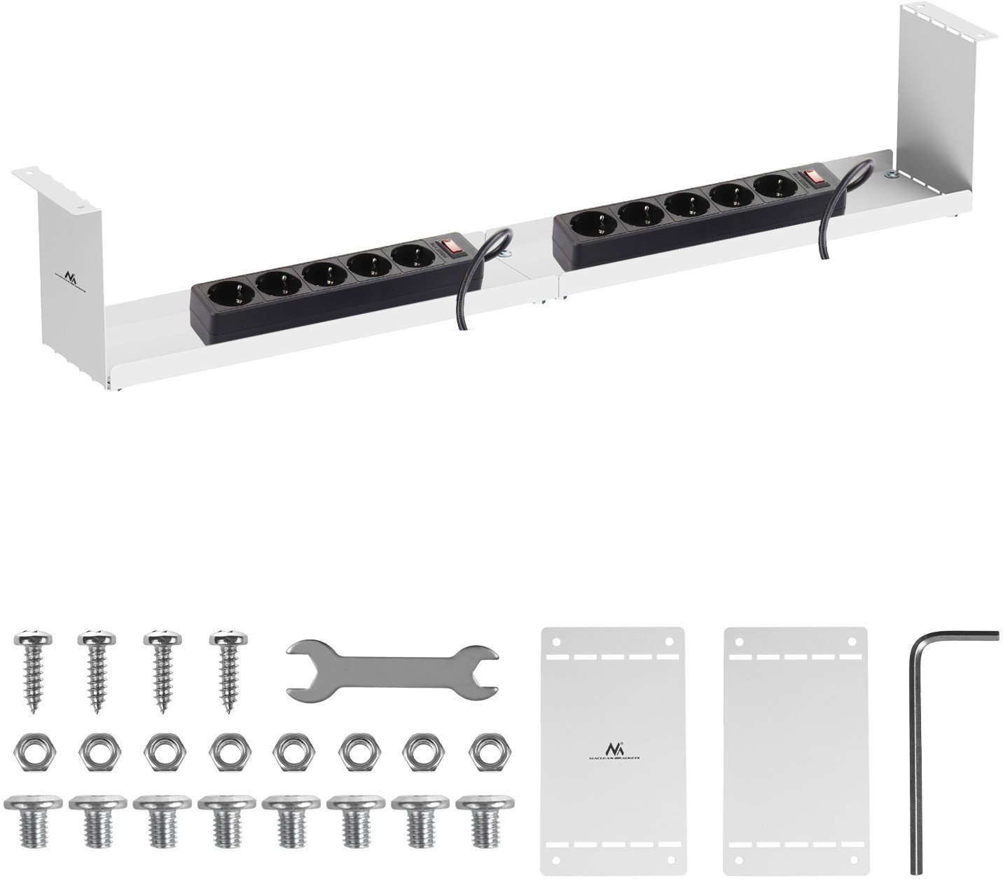 Kompaktowy organizer podbiurkowy na kable Maclean, max. obciążenie 5kg, biały, MC-107 W