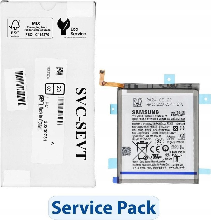 Bateria Samsung ServicePack Bateria EB-BG985ABY do SAMSUNG S20 Plus G985/G986 GH82-22133A