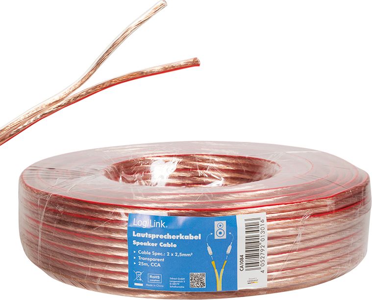 Przewód LogiLink głośnikowy 2x2.25 mm2, 25m