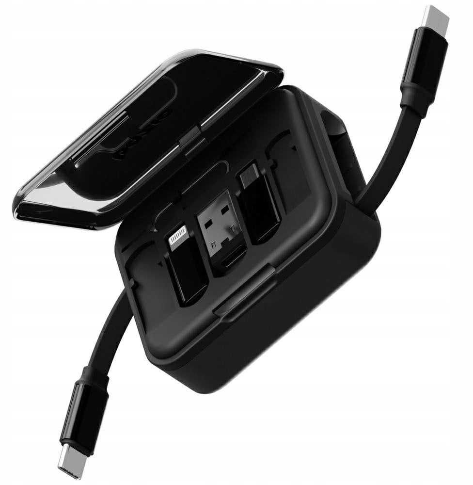 Kabel USB Energea USB-A - USB-C + microUSB + Lightning 1 m Czarny