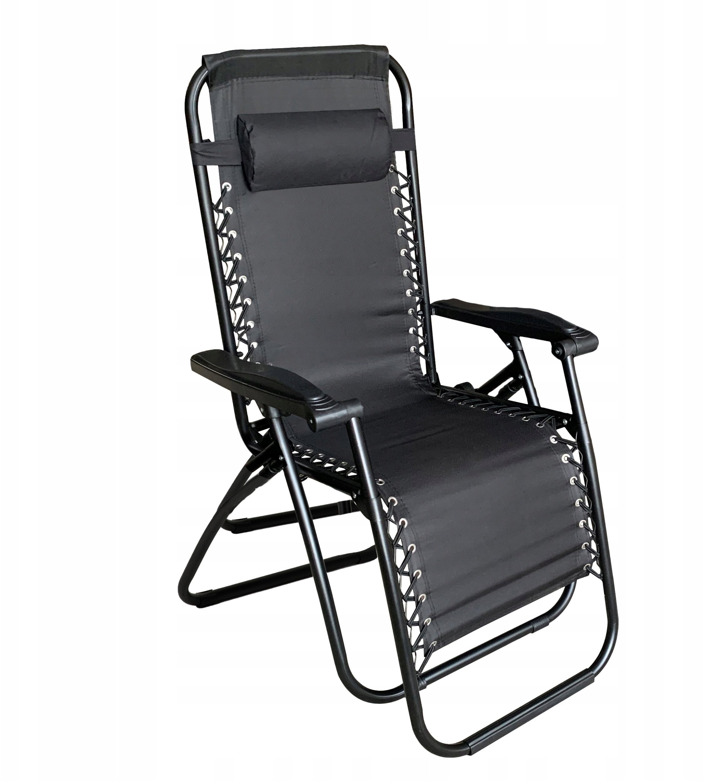 FOTEL LEŻAK OGRODOWY PLAŻOWY KRZESŁO SKŁADANY WYGODNY ZAGŁÓWEK GRAVITY