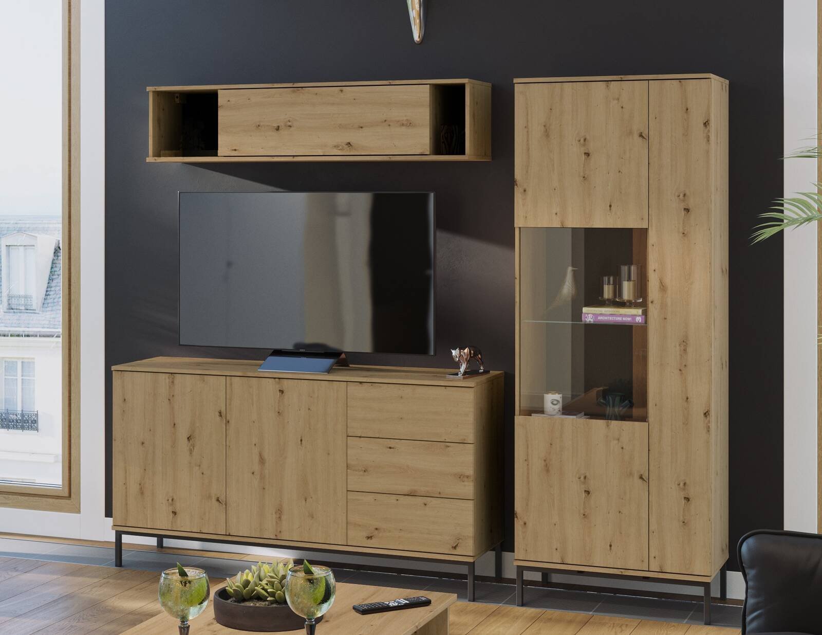 Ravio Meble do salonu Dallas III kolor dąb artisan