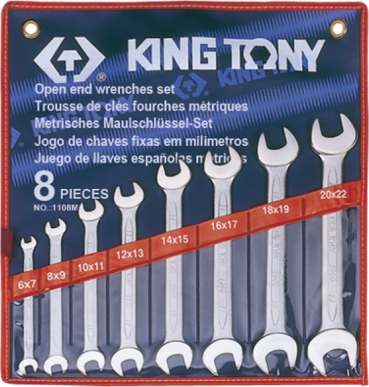 King Tony ZESTAW KLUCZY PŁASKICH 8cz. 6 - 22mm, ETUI King Tony