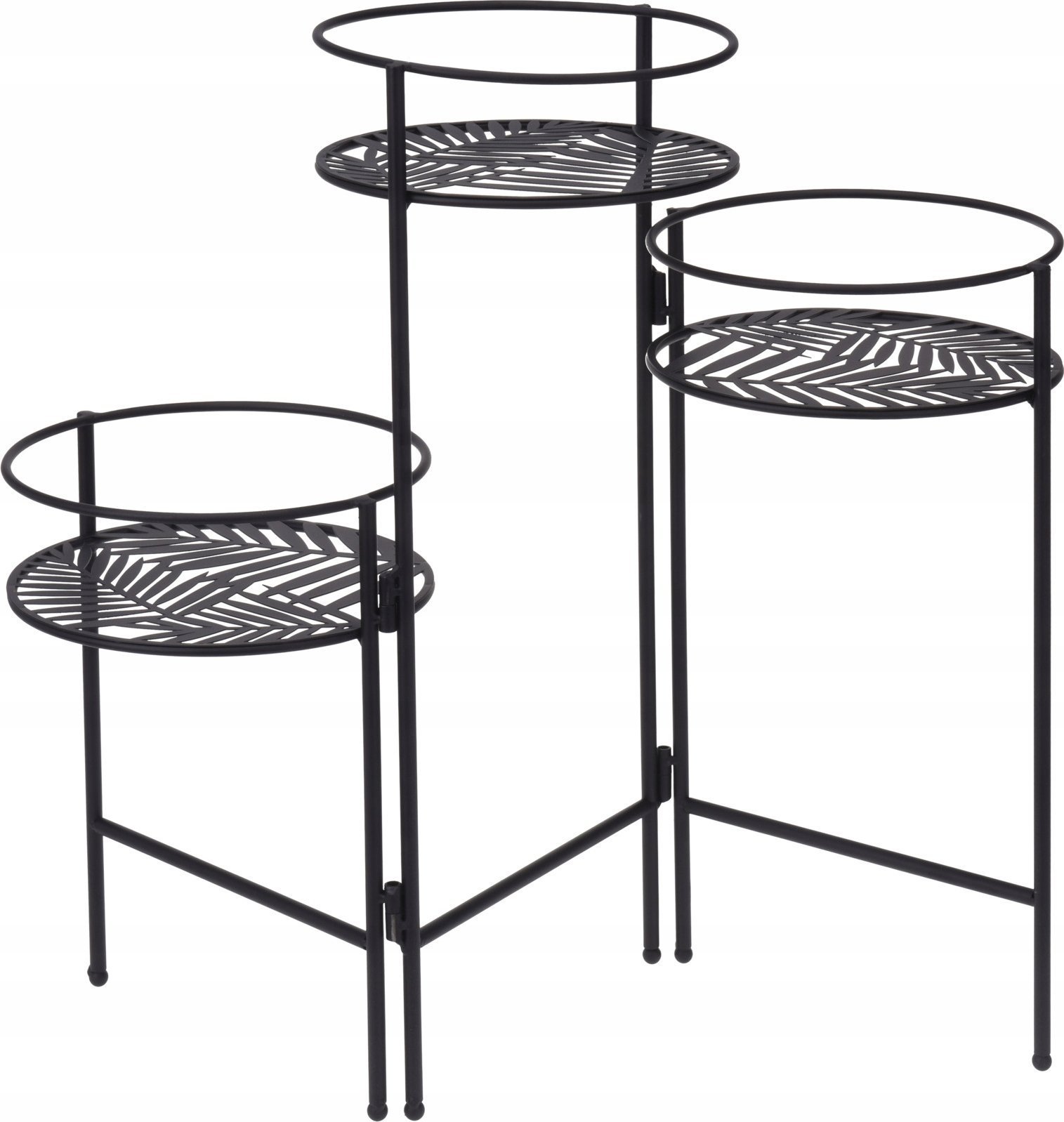 Atmosphera Kwietnik metalowy stojący LEAF, 3 podstawki na kwiaty, 49 cm, czarny