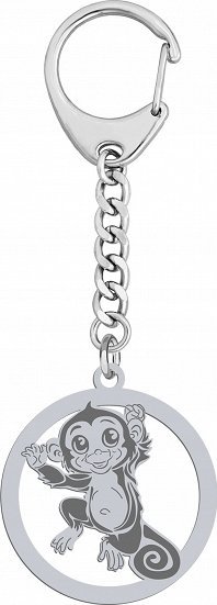 Radziszewska Jewellery Brelok do Kluczy Małpka Srebro 925 Grawer Dedykacja Prezent