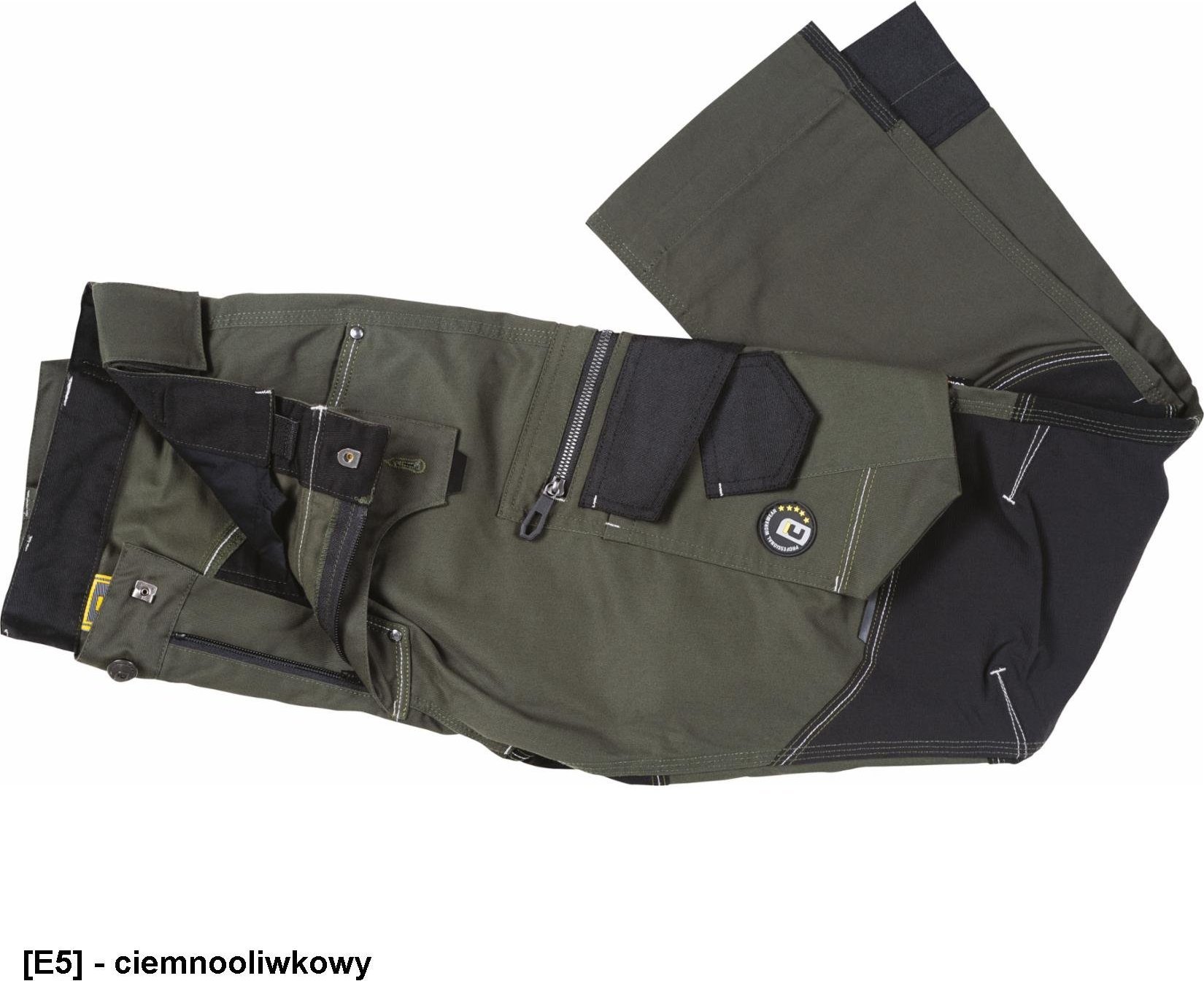 CERVA NEURUM PERFORMANCE spodnie - męskie spodnie robocze, elastyczny materiał TrifibetexPRO, 6 kieszeni, odblaski - ciemnooliwkowy 56