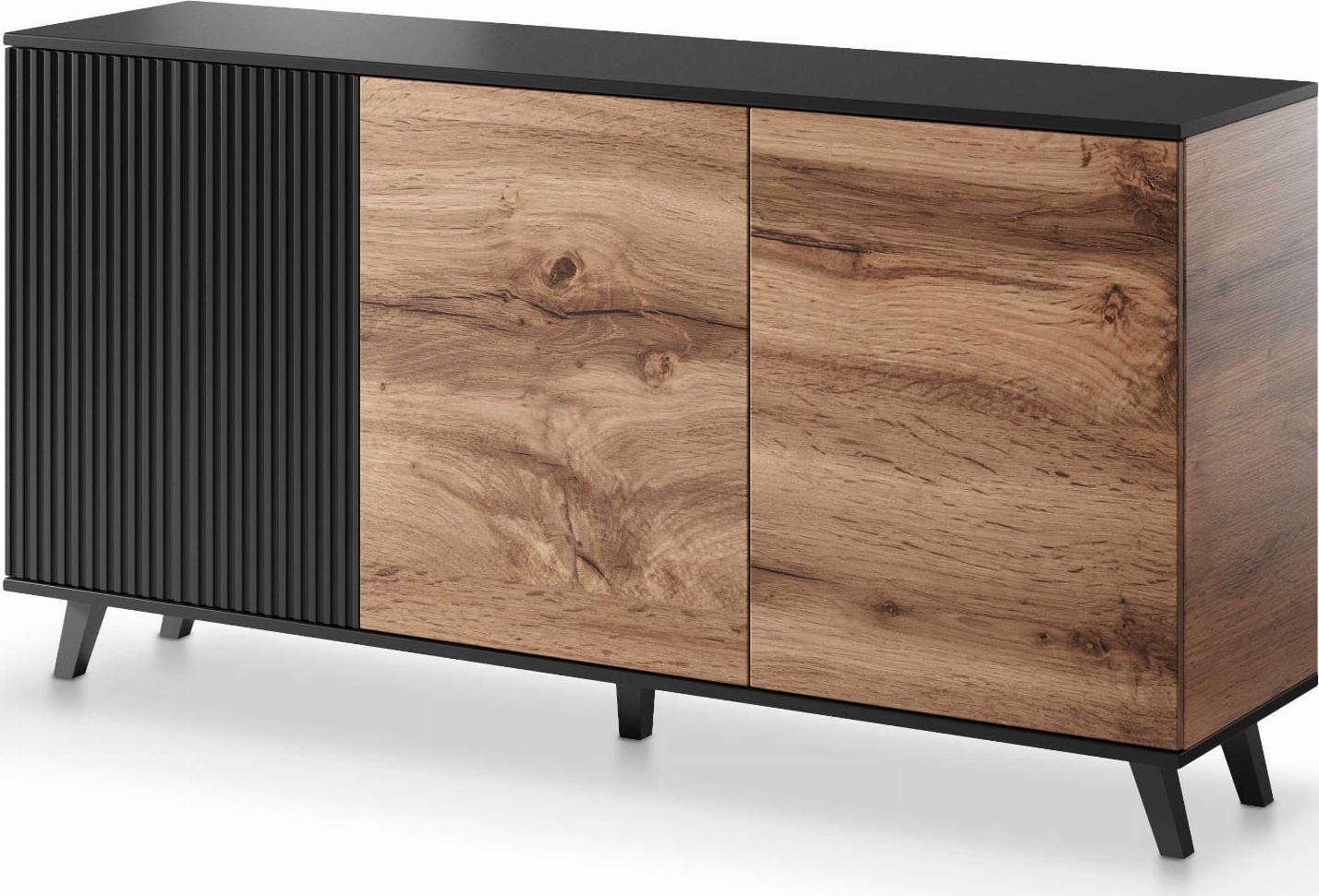 Halmar WNĘTRZARSKIE RANDOM KM-1 komoda dąb wotan/czarny (2p=1szt)