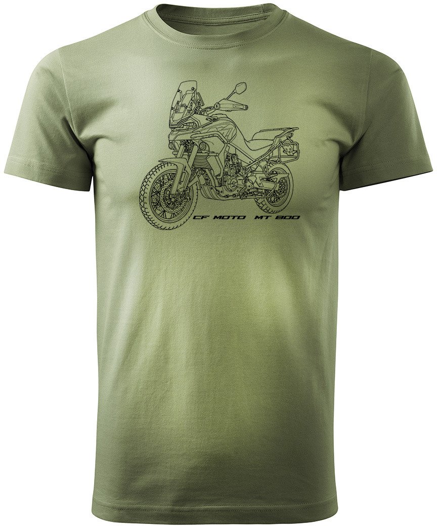 Koszulka motocyklowa z motocyklem turystycznym CF MOTO MT 800 męska khaki M