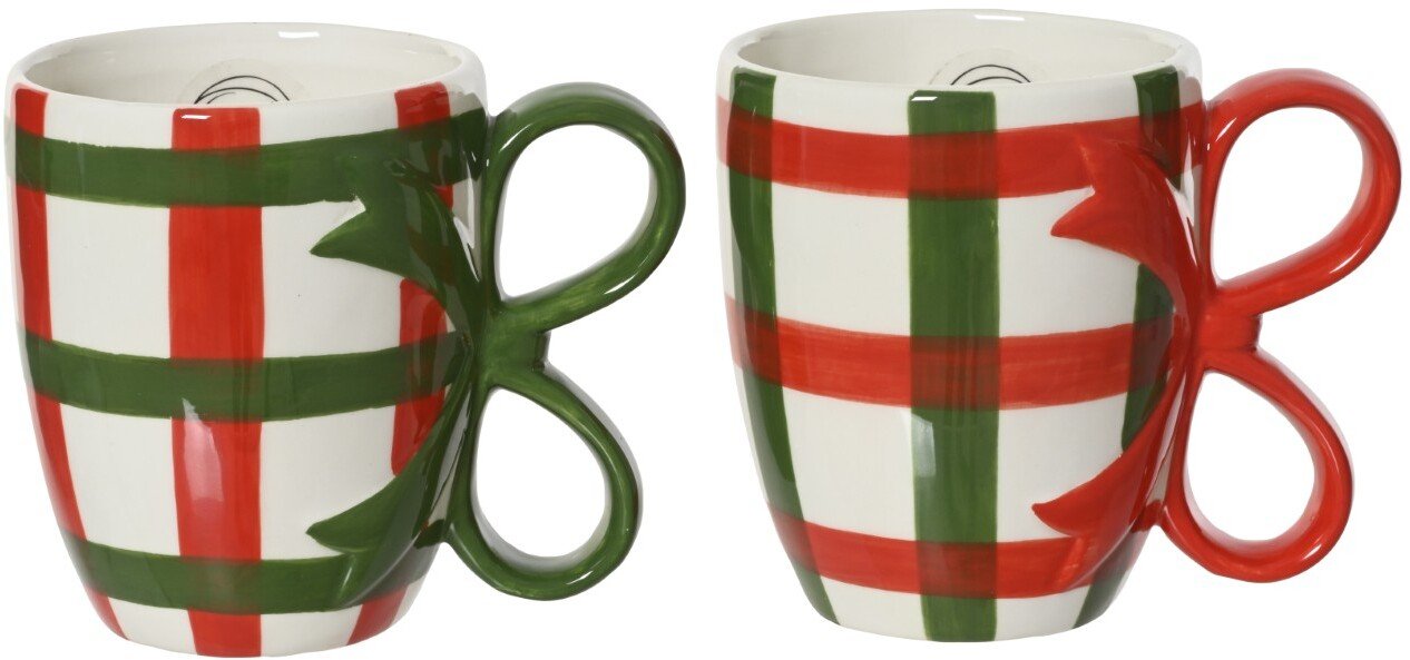Kubek świąteczny z dolomitu czerwony zielony w kratę 400ml 1szt