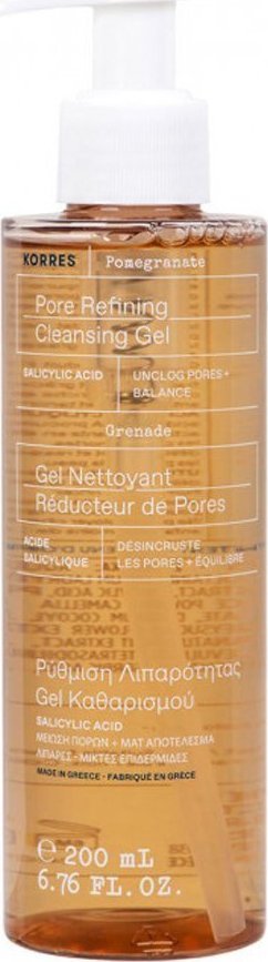 Korres Korres Pomegranate Pore Refining Cleansing Gel żel do mycia twarzy z ekstraktem z granatu 200ml