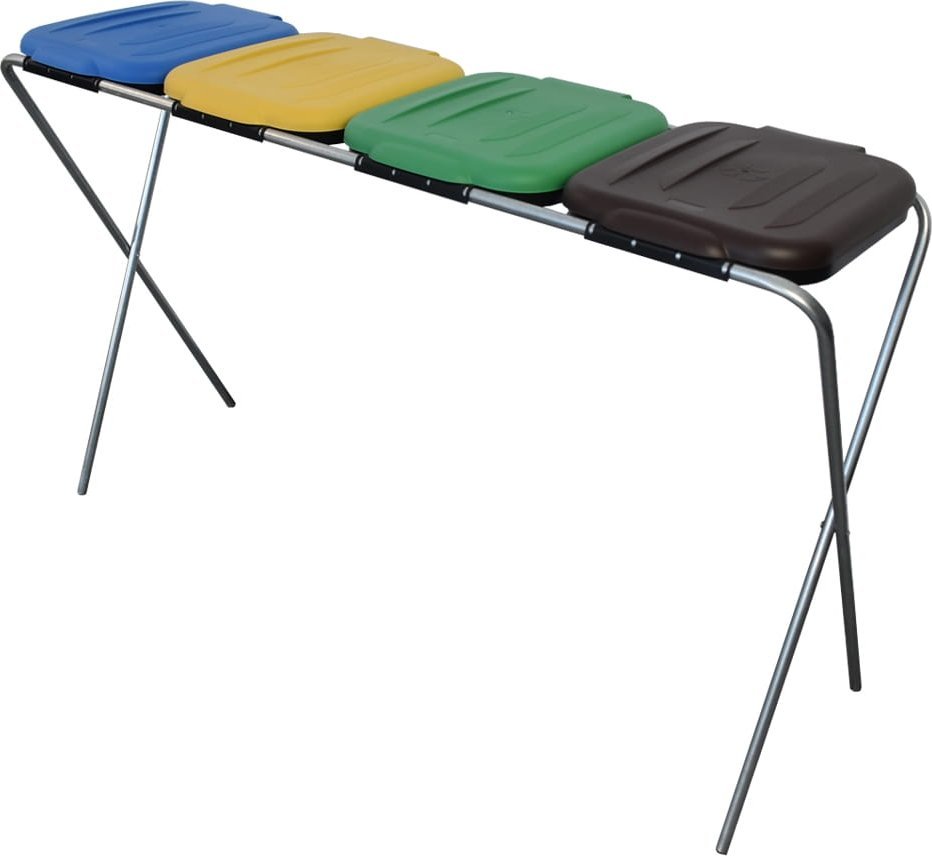 Kosz na śmieci Pako Stojak do segregacji odpadów (4-stanowiskowy) niebieski, zielony, brązowy, żółty