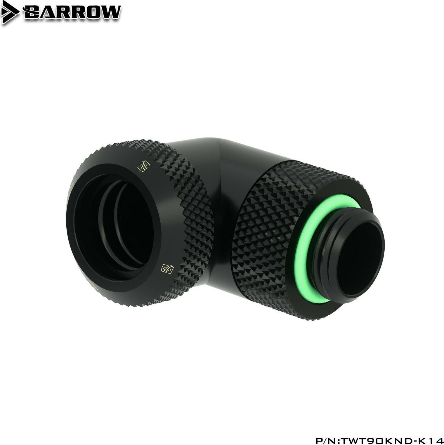 Barrow Barrow Multi-Link Adapter Anschluss 90 Grad G1/4 Zoll AG auf 14mm AD Hardtube - drehbar, schwarz