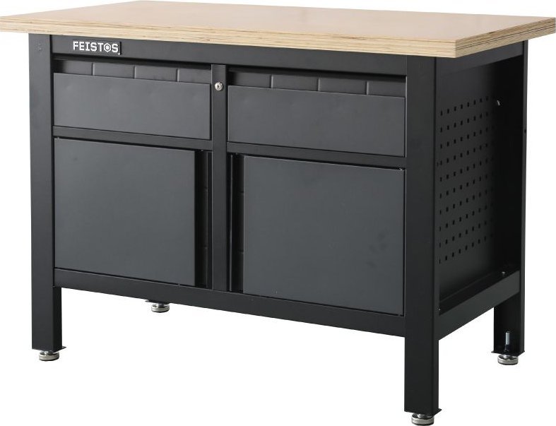 vidaXL Feistos Wyposażenie warsztatu Stół warsztatowy Tito 3 łącznie z perforowaną ścianą Antracyt/Czarny 120x60x87cm