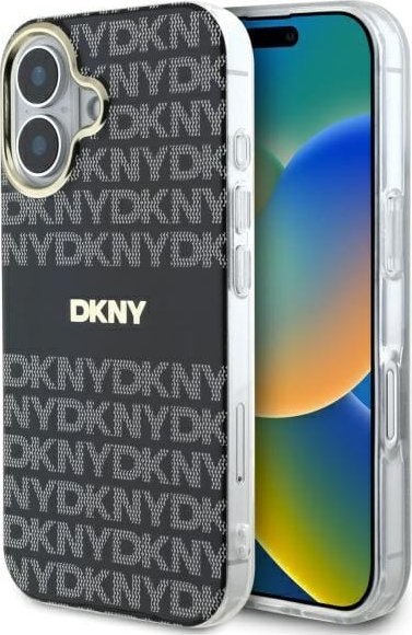 DKNY DKHMP16SHRHSEK iPhone 16 6.1" czarny/black hardcase Repeat Texture Pattern With Stripe