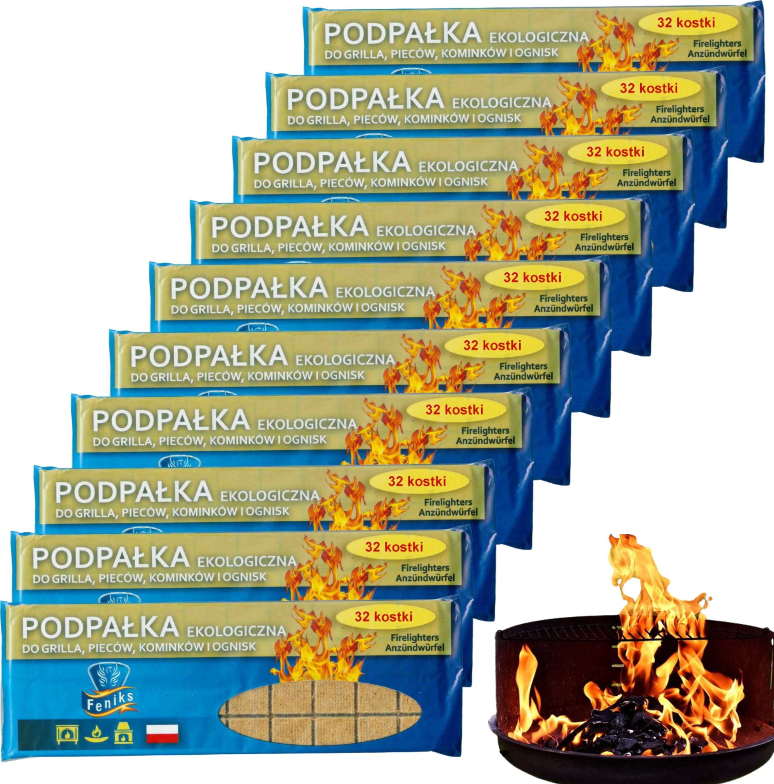 Feniks 10x Podpałka eko (szara) 32-kostki do rozpalania grilla