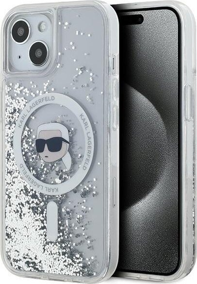 Karl Lagerfeld Karl Lagerfeld KLHMP15SLGKISGH iPhone 15 / 14 / 13 6.1" hardcase transparent Liquid Glitter Karl Head Magsafe