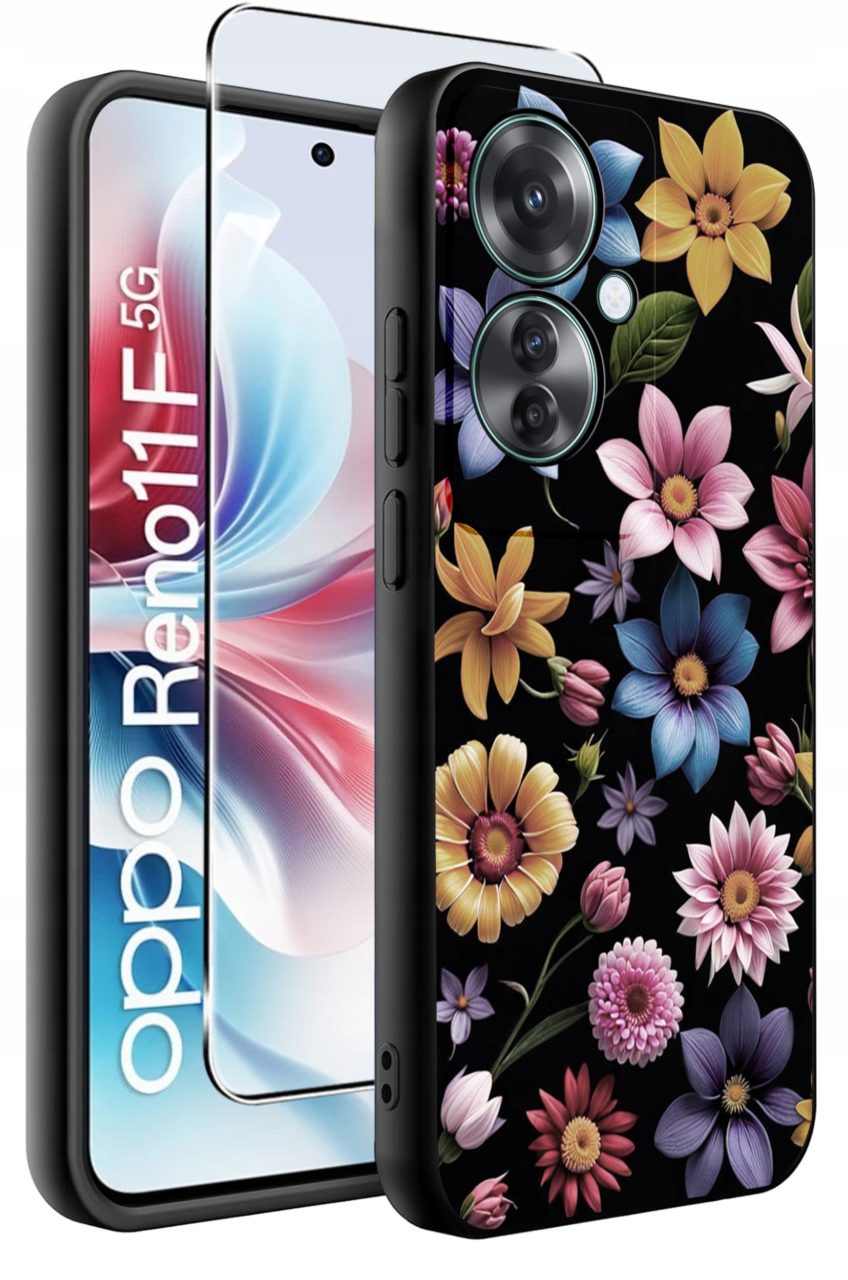 ETUI do Oppo Reno11 F 5G WZORY | SILIKONOWE MATT CASE + SZKŁO HARTOWANE 9H