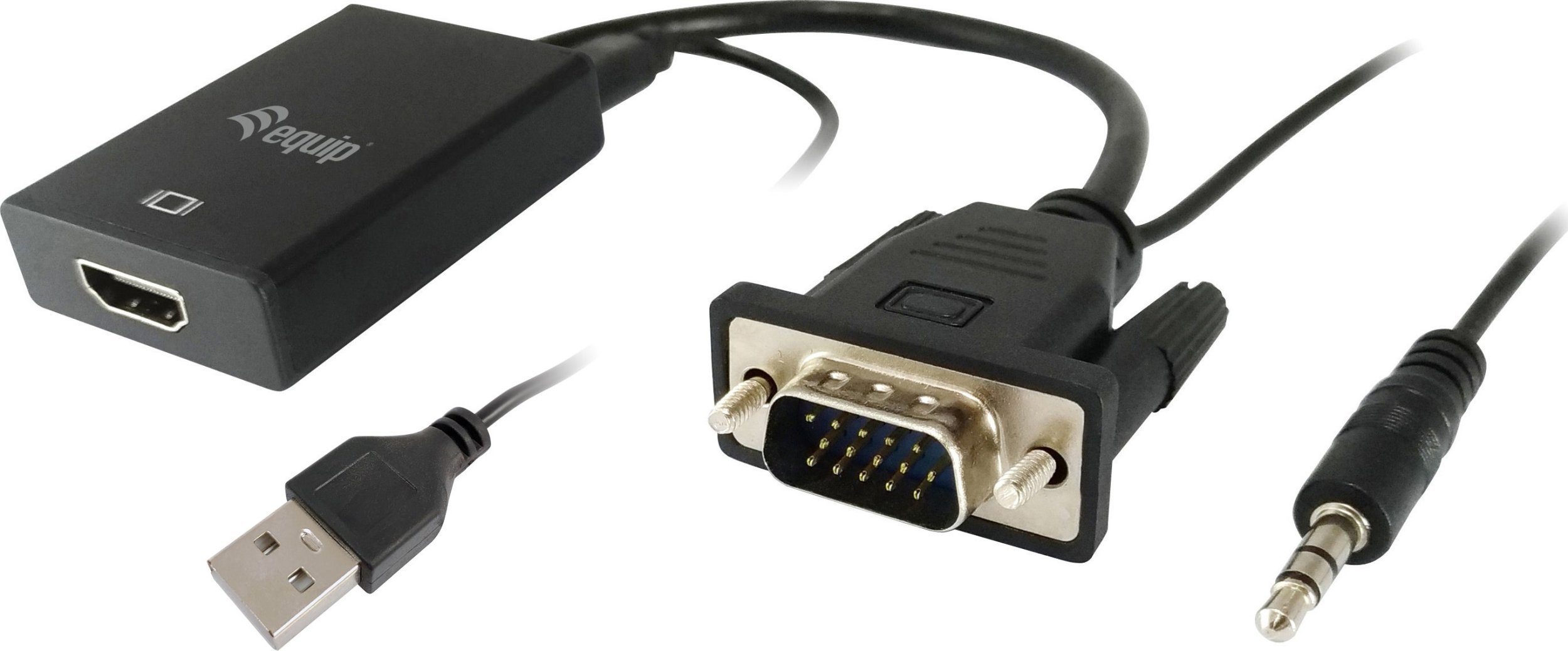 Adapter AV Equip VGA na HDMI Adapter z Audio czarny 15cm