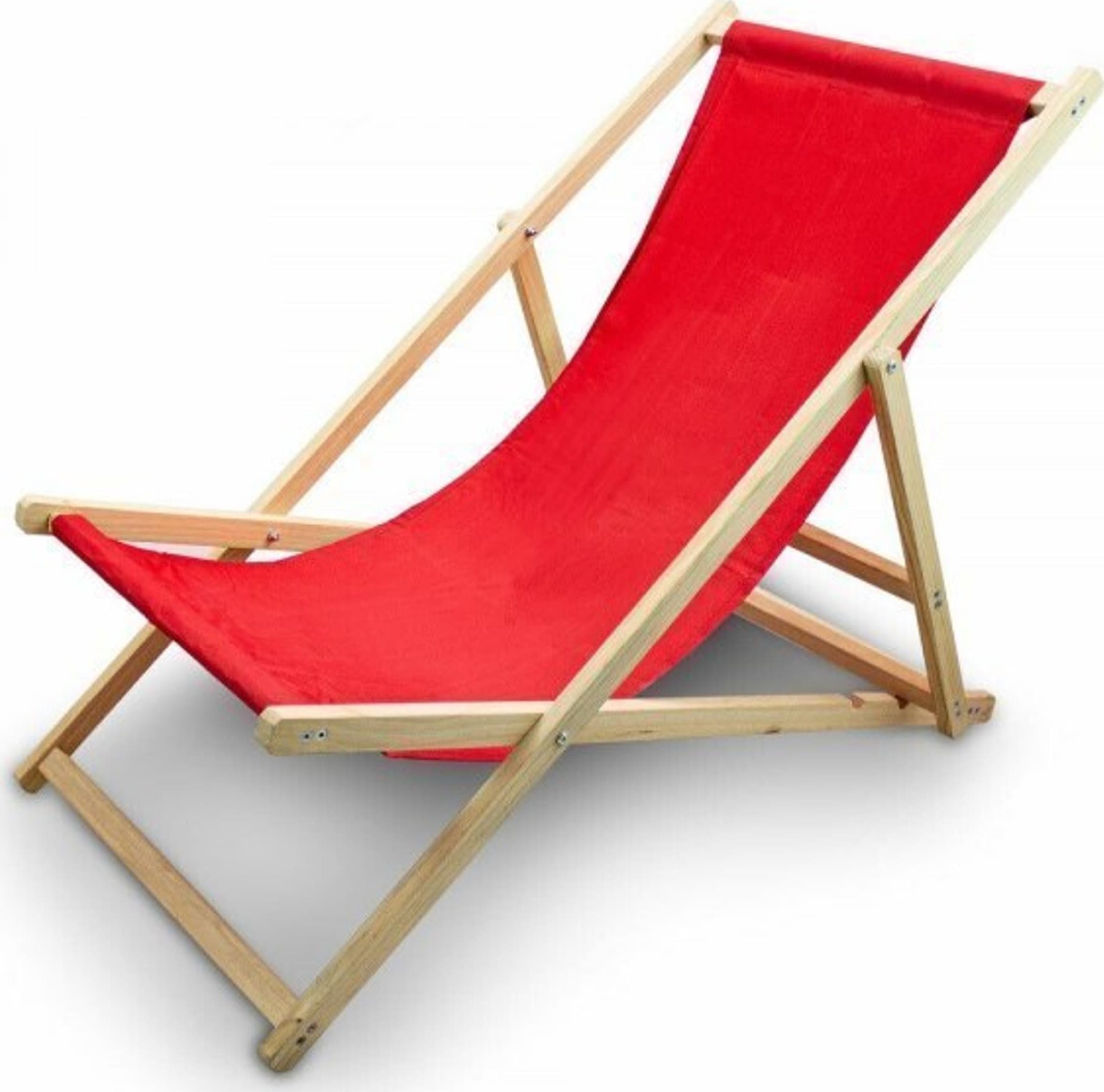 Bituxx LEŻAK PLAŻOWY OGRODOWY DREWNIANY SKŁADANY REGULOWANY CZERWONY
