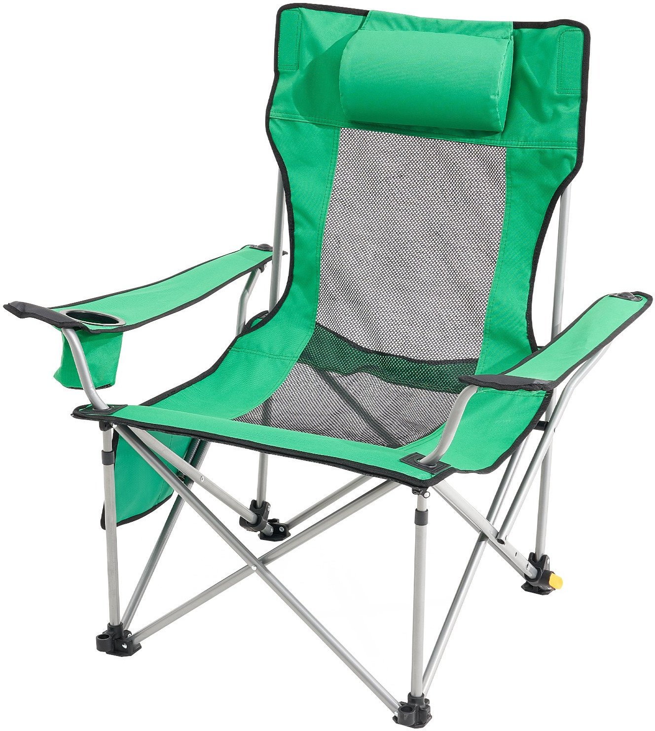 Składane Krzesło Kempingowe z Podnóżkiem Zielony