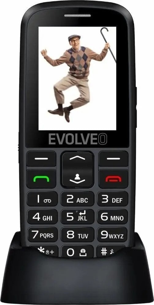 Telefon komórkowy Evolveo EasyPhone EG, mobilní telefon pro seniory s nabíjecím stojánkem, černá