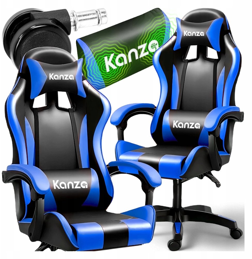 FOTEL GAMINGOWY Z MASAŻEREM OBROTOWY KANZA