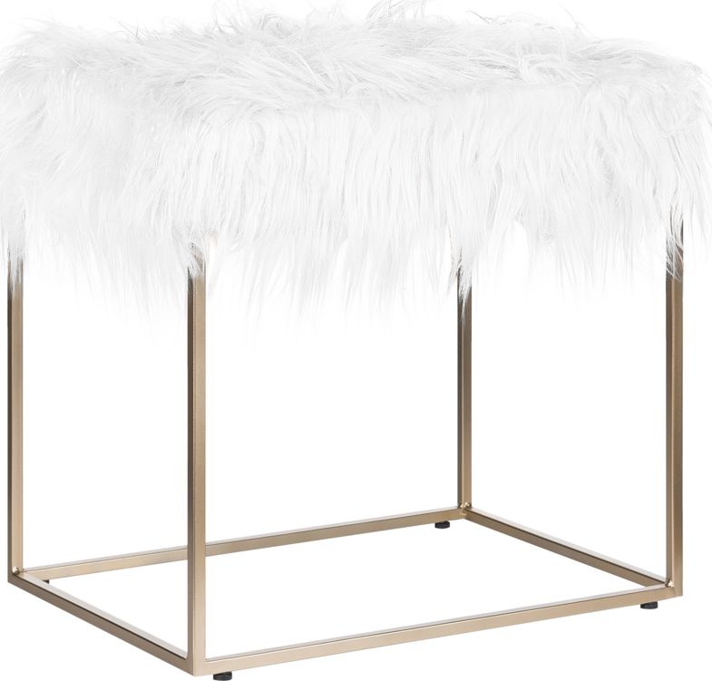 Beliani Stołek futrzany biały MANHATTAN