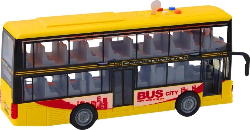 LeanToys Autobus Piętrowy 1:16 Światła Dźwięki Napęd Żółty
