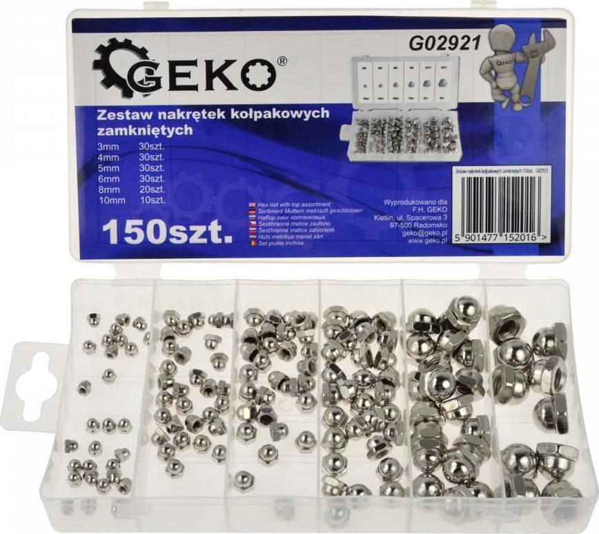 Geko ZESTAW NAKRĘTEK KOŁPAKOWYCH ZAMKNIĘTYCH 150SZT.(20) G02921 GEKO