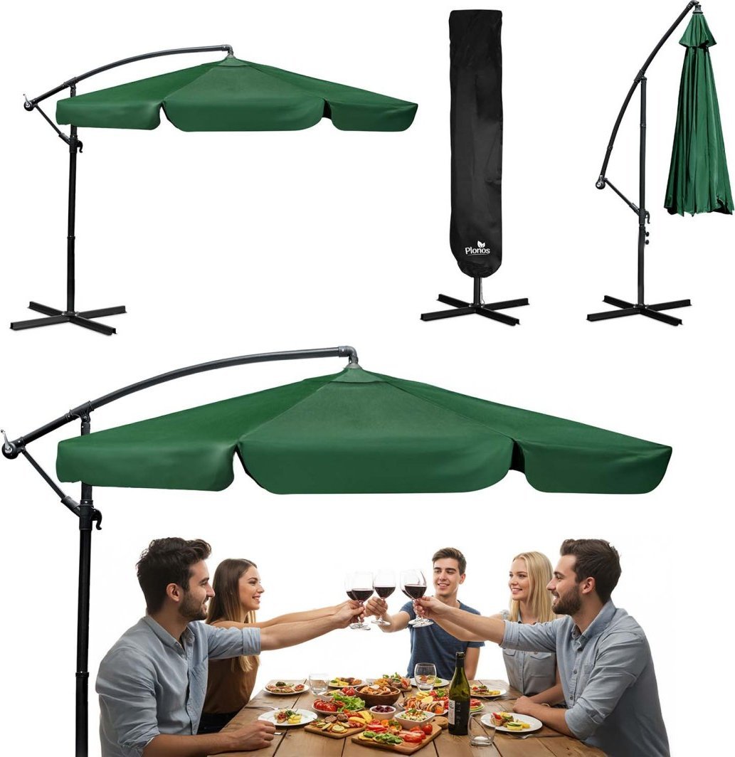 Plonos Parasol ogrodowy składany 6 segmentowy 350 cm z pokrowcem PL-880