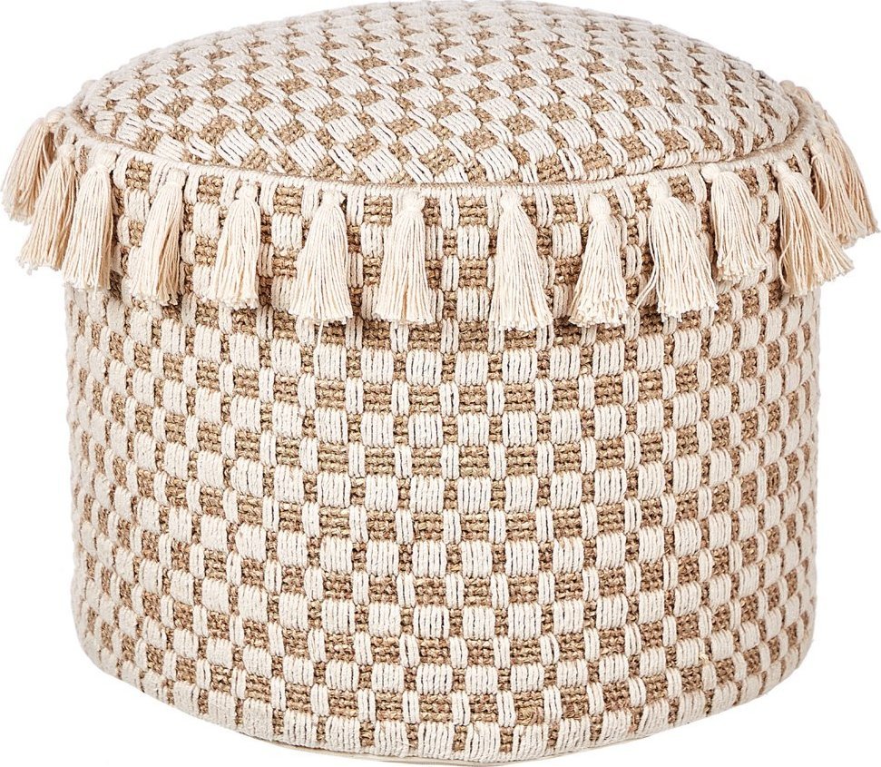 Beliani Puf pleciony ⌀ 50 cm beżowy PIRAK
