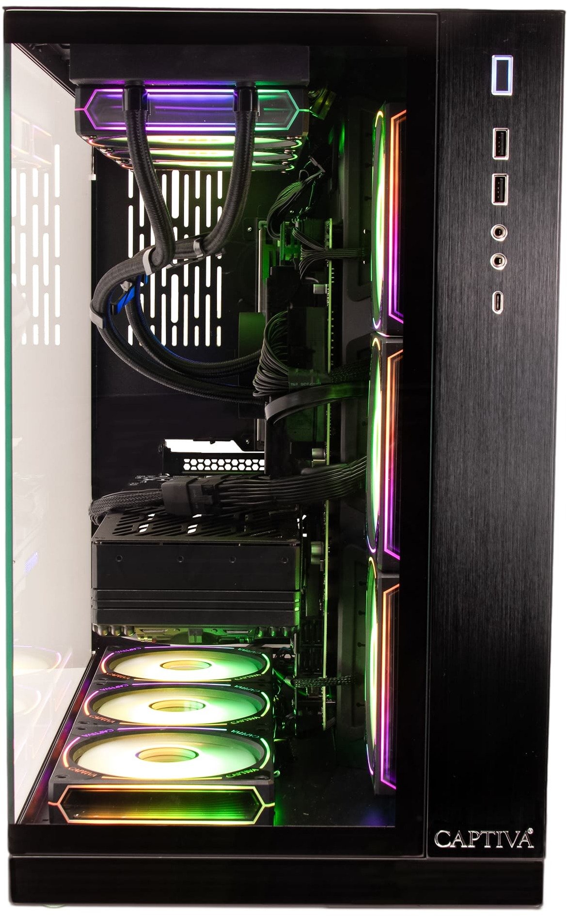 Komputer Captiva Highend Gaming R89-047 AMD Ryzen 7 7800X3D 32 GB DDR5-SDRAM 2 TB SSD NVIDIA GeForce RTX 5080 Windows 11 Home Midi Tower PC Czarny