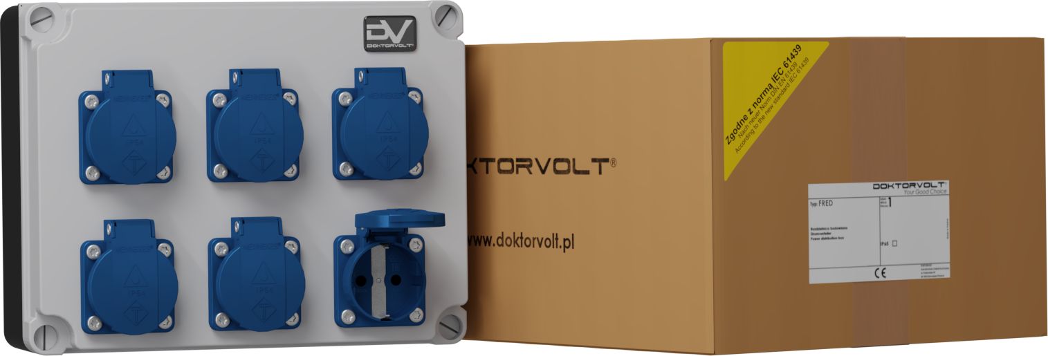Doktorvolt Rozdzielnica budowlana FRED 6x230V Schuko Mennekes Doktorvolt 2978