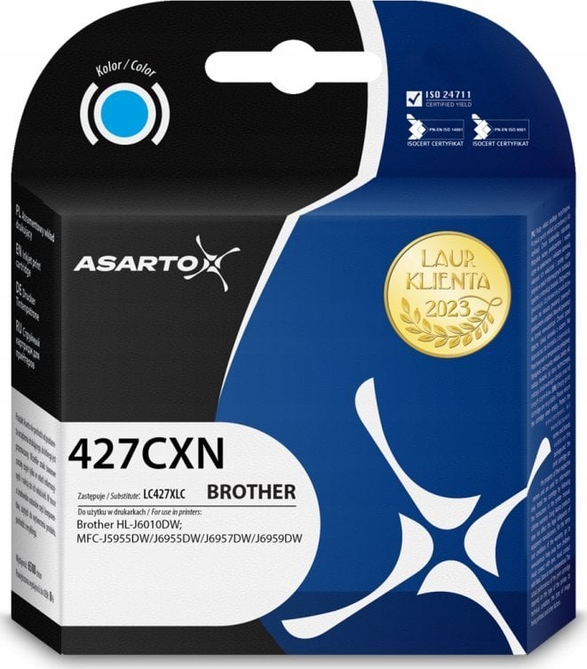 Tusz Asarto Tusz Asarto do Brother 427CXN | LC427XLC | 5000 str. | cyan