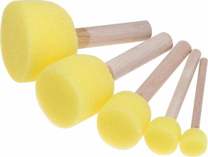 Aptel ZESTAW PĘDZLI GĄBKOWYCH DO DECOUPAGE MALOWANIE 5szt żółte AG86C