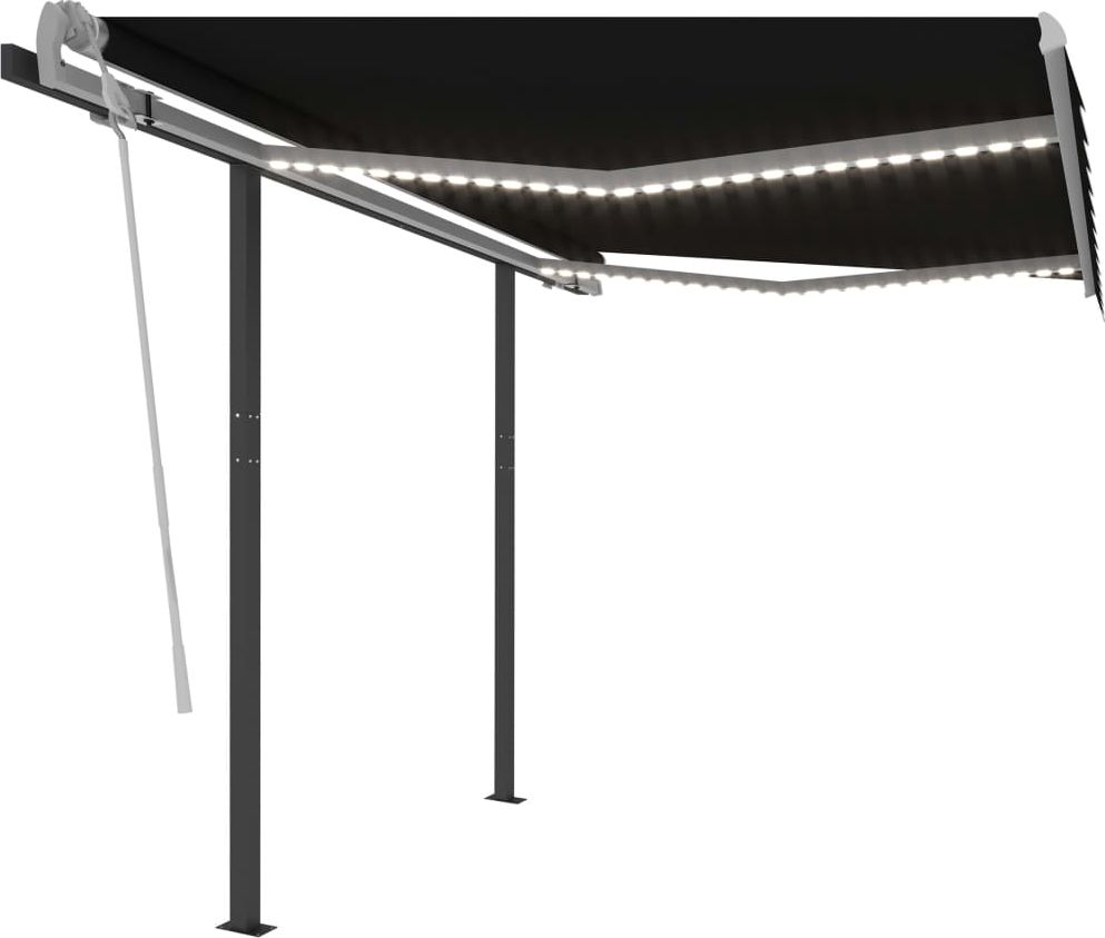 vidaXL Ręcznie zwijana markiza z LED, 3,5x2,5 m, antracytowa