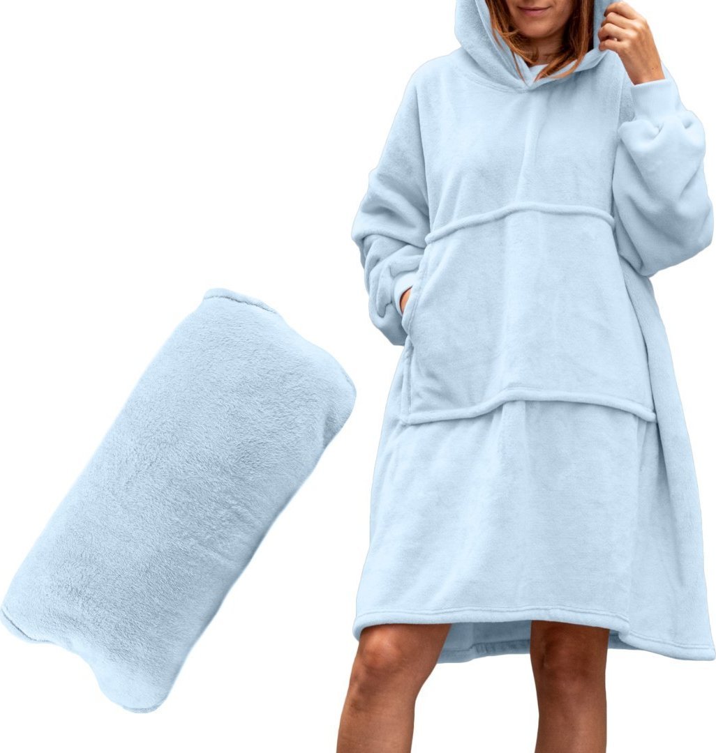 Bluzair Bluza Koc Hoodie Oversize Polska Błękitny