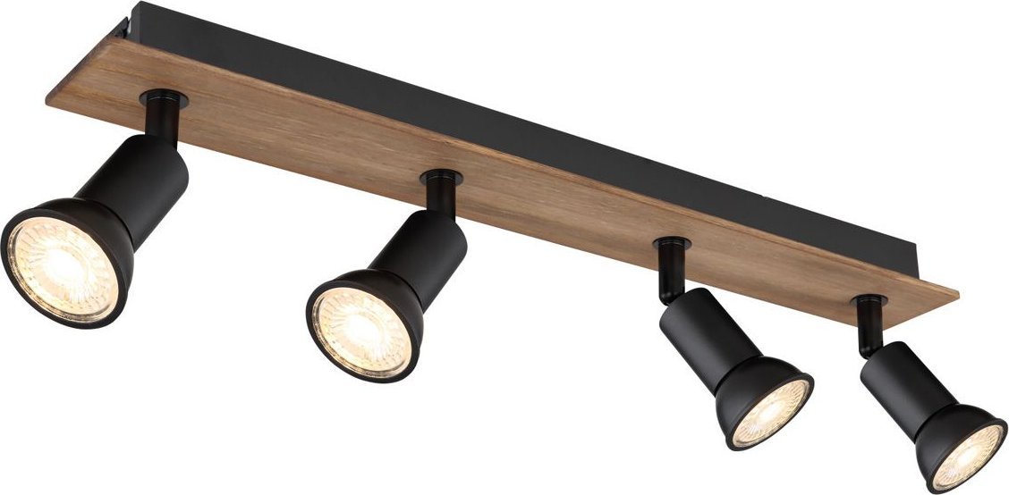 Lampa sufitowa Globo Nasufitowa lampa Drew 57998-4W spot do kuchni drewno czarny